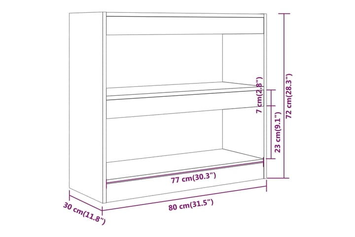 beBasic Kirjahylly/tilanjakaja ruskea tammi 80x30x72 cm - Ruskea - Säilytys - Hylly - Kirjahylly