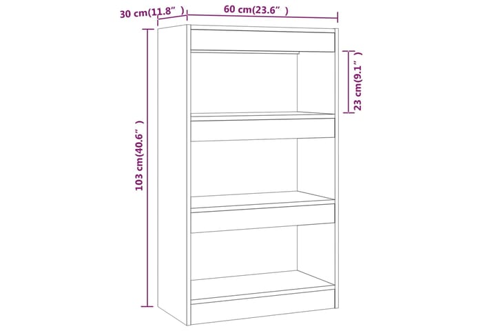 beBasic Kirjahylly/tilanjakaja savutammi 60x30x103 cm lastulevy - Ruskea - Säilytys - Hylly - Kirjahylly