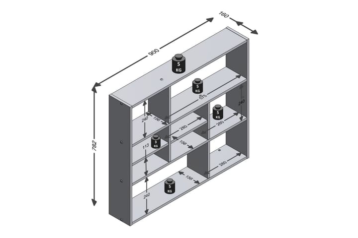 FMD Seinäkiinnitettävä hylly 9 lokeroa - Säilytys - Hylly - Seinähylly