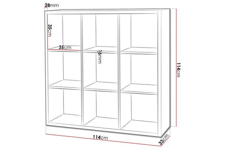 Franzine kirjahylly 114 cm - Valkoinen - Säilytys - Hylly - Kirjahylly