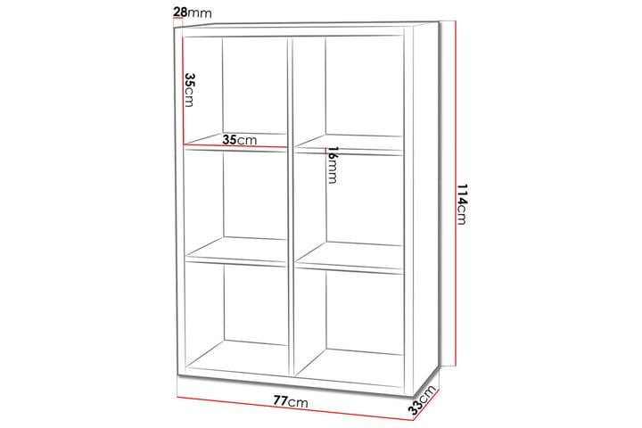 Franzine kirjahylly 77 cm - Valkoinen - Säilytys - Hylly - Kirjahylly