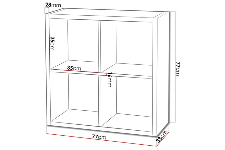 Franzine kirjahylly 77 cm - Valkoinen - Säilytys - Hylly - Kirjahylly