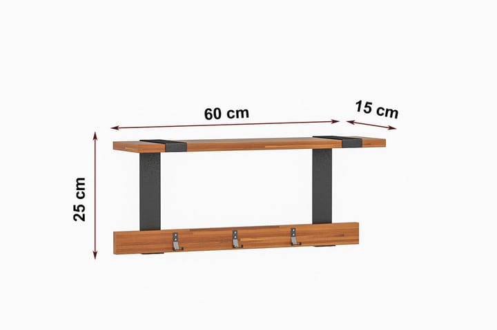 Hattuhylly Dzyda 60x15 cm - Tummanruskea - Eteisen säilytys - Hattuhylly
 - Hylly