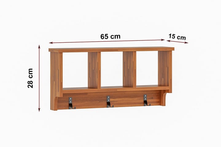 Hattuhylly Dzyda 65x15 cm - Tummanruskea - Eteisen säilytys - Hattuhylly
 - Hylly