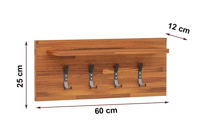 Hattuhylly Dzyda 70x12 cm - Tummanruskea - Eteisen säilytys - Hattuhylly
 - Hylly