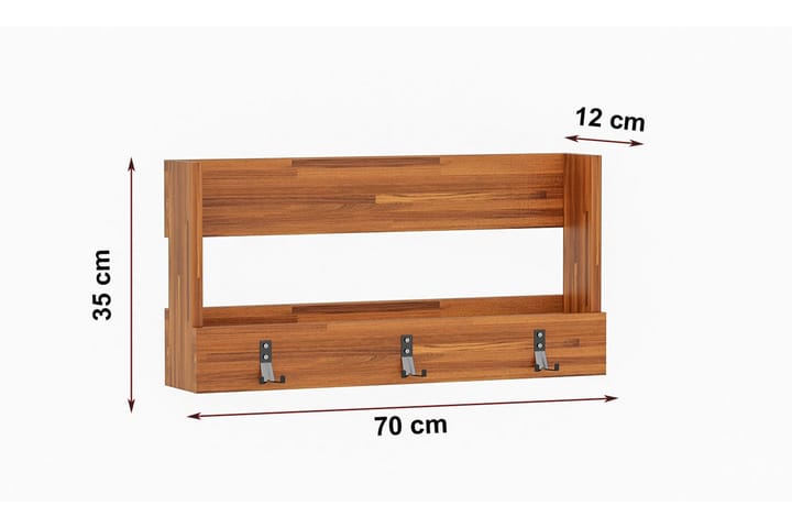 Hattuhylly Dzyda 70x12 cm - Tummanruskea - Eteisen säilytys - Hattuhylly
 - Hylly