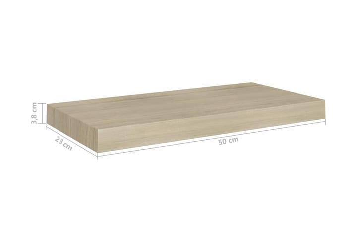 Kelluva seinähylly tammi 50x23x3,8 cm MDF - Ruskea - Säilytys - Hylly - Seinähylly