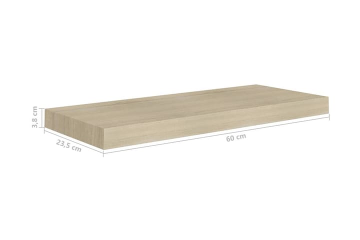 Kelluva seinähylly tammi 60x23,5x3,8 cm MDF - Ruskea - Säilytys - Hylly - Seinähylly