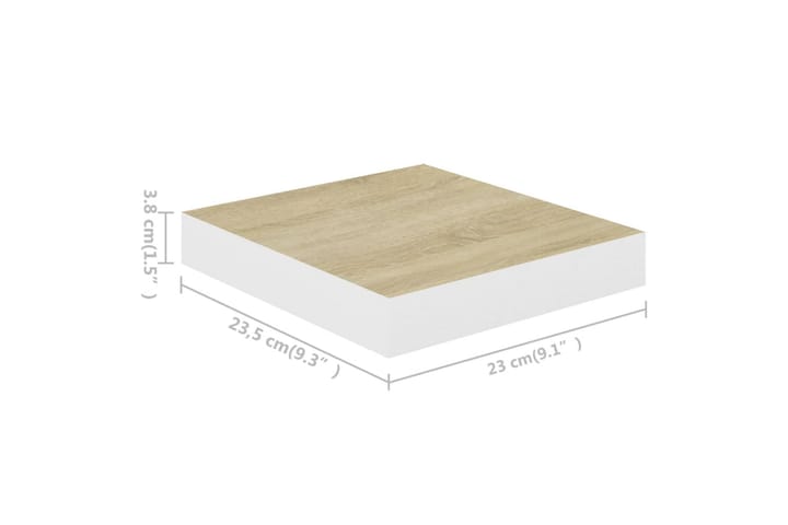 Kelluvat seinähyllyt 2 kpl 23x23,5x3,8cm MDF - Valkoinen - Säilytys - Hylly - Seinähylly