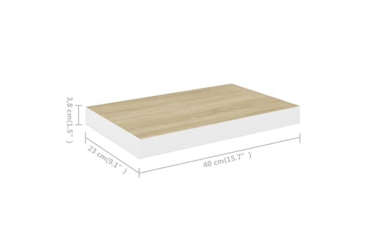 Kelluvat seinähyllyt 2 kpl 40x23x3,8 cm MDF - Valkoinen - Säilytys - Hylly - Seinähylly