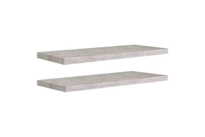 Kelluvat seinähyllyt 2 kpl betoninharmaa 80x23,5x3,8 cm MDF - Harmaa - Säilytys - Hylly - Seinähylly