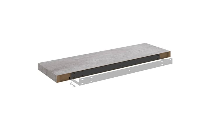 Kelluvat seinähyllyt 2 kpl betoninharmaa 80x23,5x3,8 cm MDF - Harmaa - Säilytys - Hylly - Seinähylly