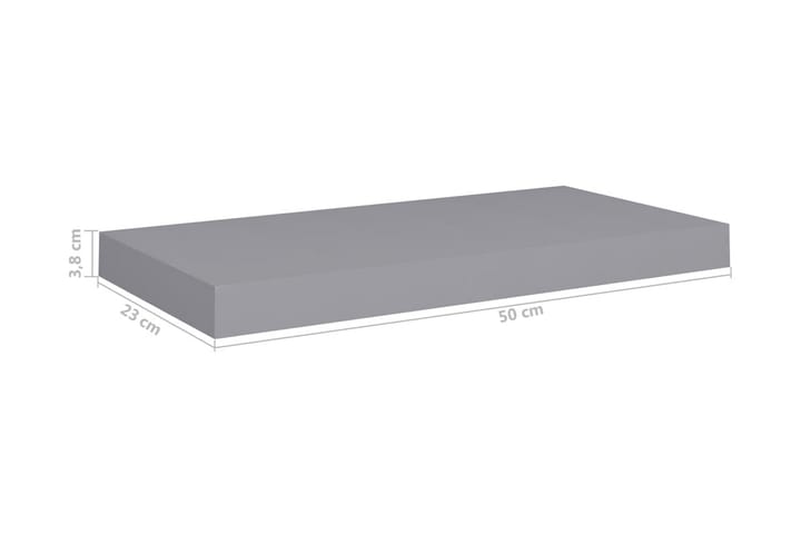 Kelluvat seinähyllyt 2 kpl harmaa 50x23x3,8 cm MDF - Harmaa - Säilytys - Hylly - Seinähylly