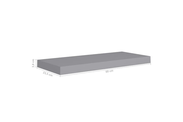 Kelluvat seinähyllyt 2 kpl harmaa 60x23,5x3,8 cm MDF - Harmaa - Säilytys - Hylly - Seinähylly