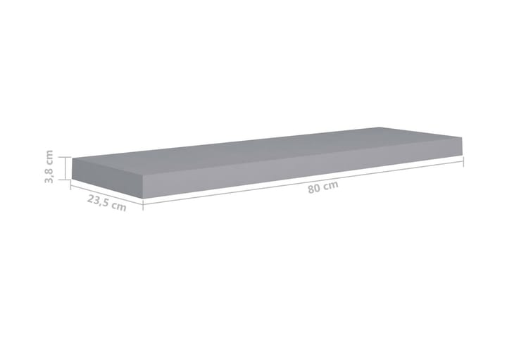 Kelluvat seinähyllyt 2 kpl harmaa 80x23,5x3,8 cm MDF - Harmaa - Säilytys - Hylly - Seinähylly