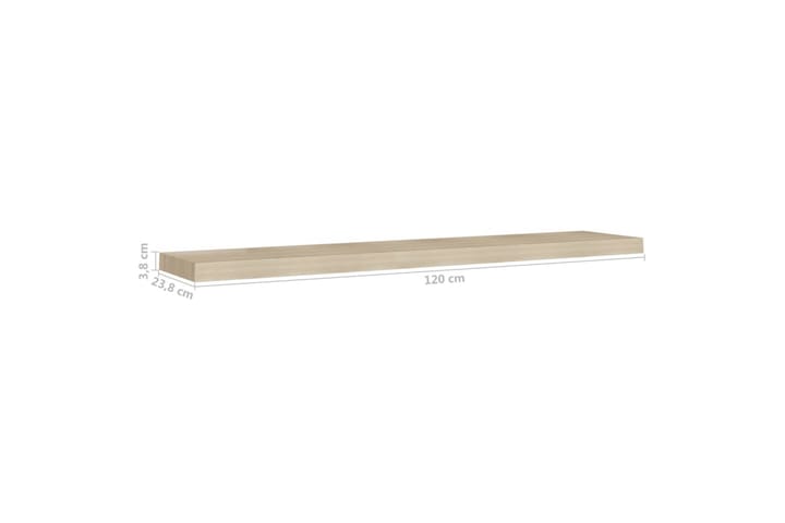 Kelluvat seinähyllyt 2 kpl tammi 120x23,5x3,8 cm MDF - Ruskea - Säilytys - Hylly - Seinähylly