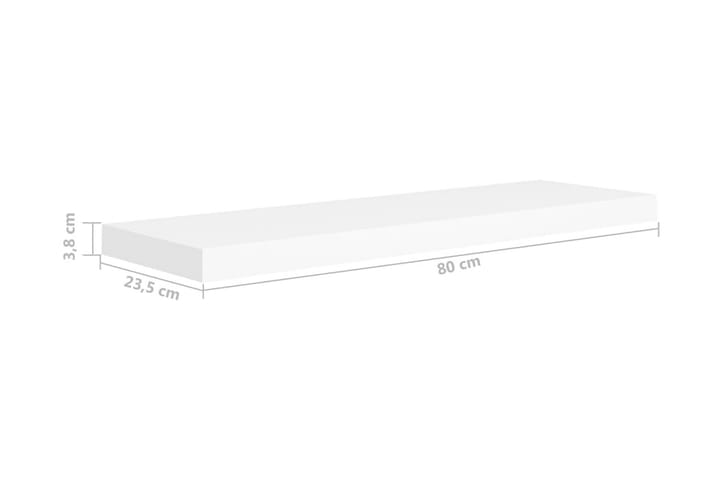 Kelluvat seinähyllyt 2 kpl valkoinen 80x23,5x3,8 cm MDF - Valkoinen - Säilytys - Hylly - Seinähylly