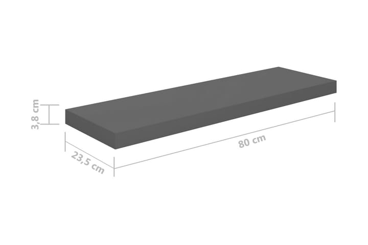 Kelluvat seinähyllyt 2kpl korkeakiilto harmaa 80x23,5x3,8 cm - Harmaa - Säilytys - Hylly - Seinähylly