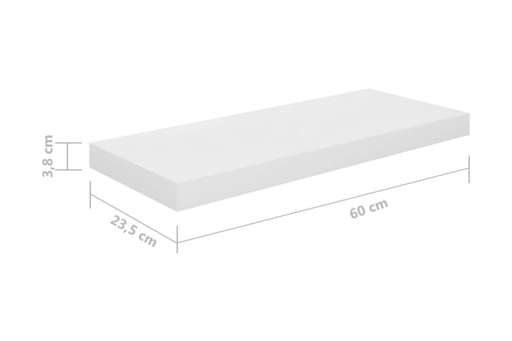 Kelluvat seinähyllyt 2kpl korkeakiilto valk. 60x23,5x3,8 cm - Valkoinen - Säilytys - Hylly - Seinähylly