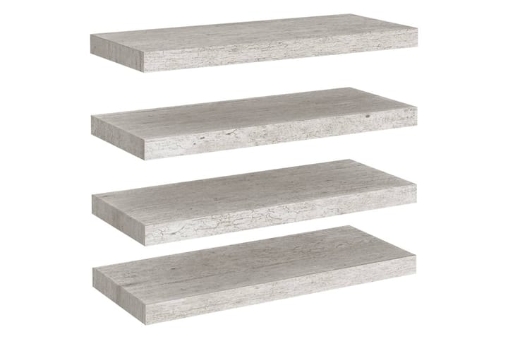 Kelluvat seinähyllyt 4 kpl betoninharmaa 60x23,5x3,8 cm MDF - Harmaa - Säilytys - Hylly - Seinähylly