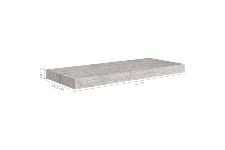 Kelluvat seinähyllyt 4 kpl betoninharmaa 60x23,5x3,8 cm MDF - Harmaa - Säilytys - Hylly - Seinähylly