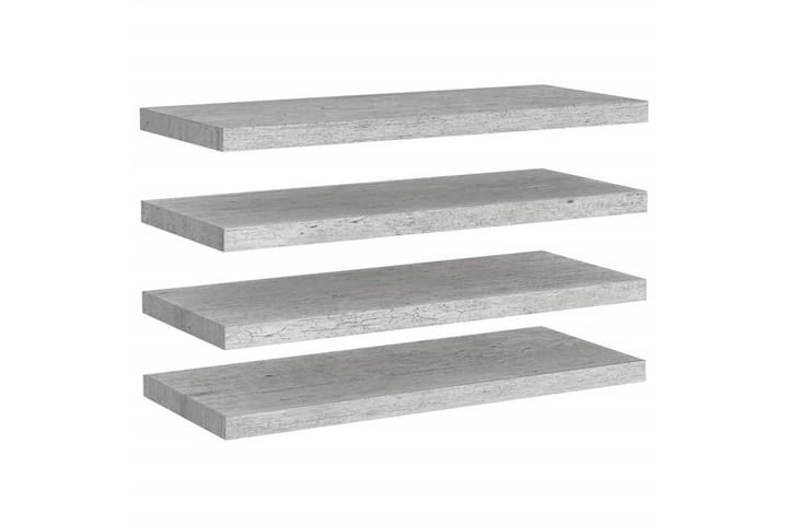 Kelluvat seinähyllyt 4 kpl betoninharmaa 80x23,5x3,8 cm MDF - Harmaa - Säilytys - Hylly - Seinähylly