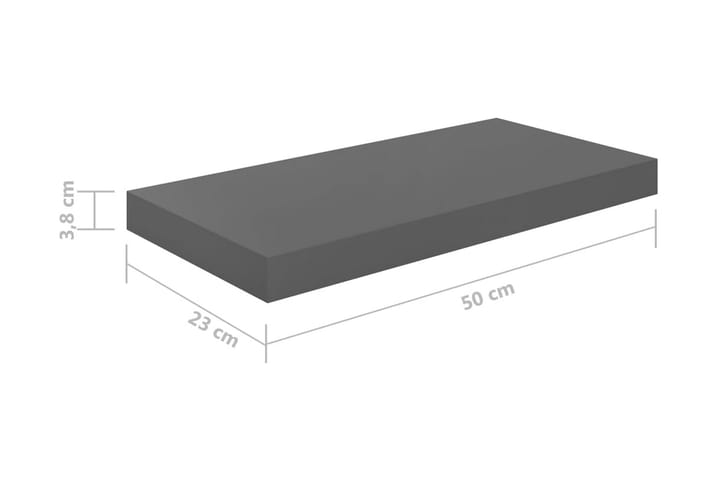 Kelluvat seinähyllyt 4 kpl korkeakiilto harmaa 50x23x3,8 cm - Harmaa - Säilytys - Hylly - Seinähylly