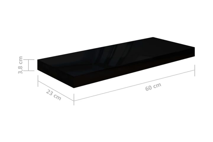 Kelluvat seinähyllyt 4kpl korkeakiilto musta 60x23,5x3,8 cm - Musta - Säilytys - Hylly - Seinähylly