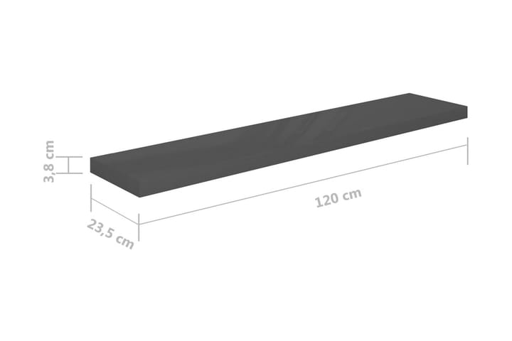 Kelluvat seinähyllyt 4kpl kork.kiilto harmaa 120x23,5x3,8 cm - Harmaa - Säilytys - Hylly - Seinähylly