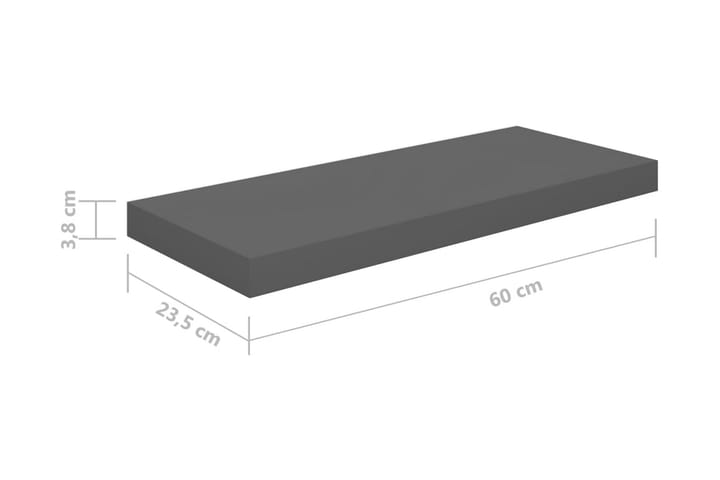 Kelluvat seinähyllyt 4kpl kork.kiilto harmaa 60x23,5x3,8 cm - Harmaa - Säilytys - Hylly - Seinähylly