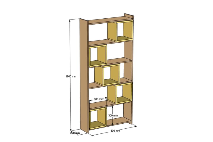 Kirjahylly Amtorp 80 cm - Ruskea - Säilytys - Hylly - Kirjahylly