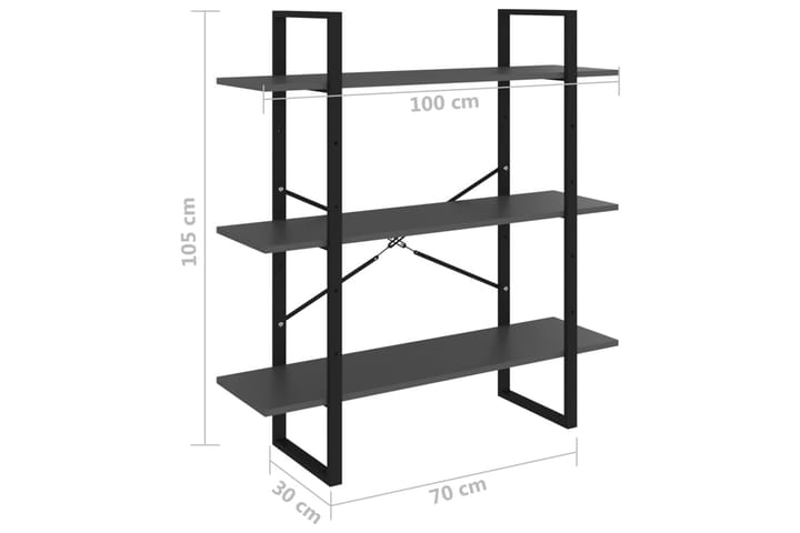 Kirjahylly betoninharmaa 100x30x105 cm lastulevy - Säilytys - Hylly - Kirjahylly