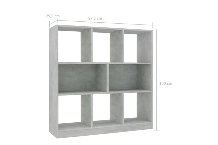 Kirjahylly betoninharmaa 97,5x29,5x100 cm lastulevy - Harmaa - Säilytys - Hylly - Kirjahylly