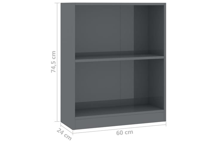 Kirjahylly korkeakiilto harmaa 60x24x74,5 cm lastulevy - Harmaa - Säilytys - Hylly - Kirjahylly