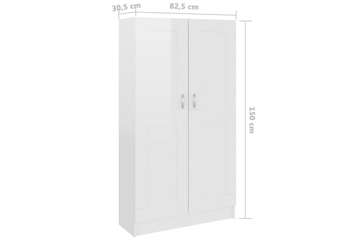 Kirjahylly korkeakiilto valkoinen 82,5x30,5x150 cm lastulevy - Valkoinen - Säilytys - Hylly - Kirjahylly