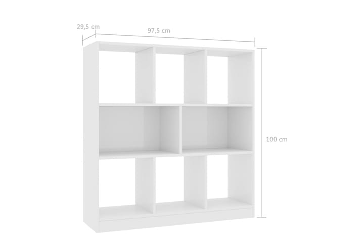 Kirjahylly korkeakiilto valkoinen 97,5x29,5x100 cm lastulevy - Valkoinen - Säilytys - Hylly - Kirjahylly