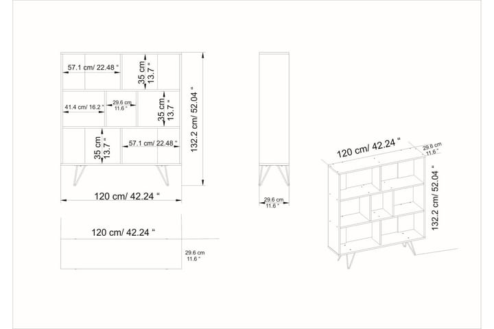 Kirjahylly Misticon 120x30 cm 4 hyllyä - Valkoinen - Säilytys - Hylly - Kirjahylly