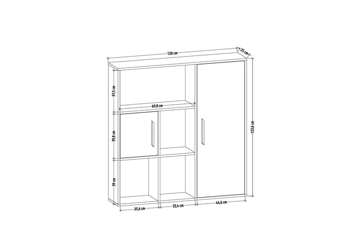 Kirjahylly Ridgena 120x25 cm - Luonnonväri/Antrasiitti - Säilytys - Hylly - Kirjahylly