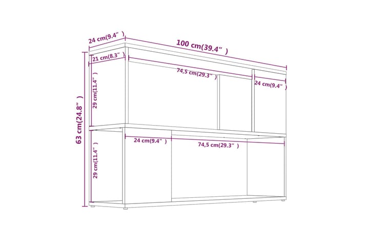 Kirjahylly ruskea tammi 100x24x63 cm tekninen puu - Ruskea - Säilytys - Hylly - Kirjahylly