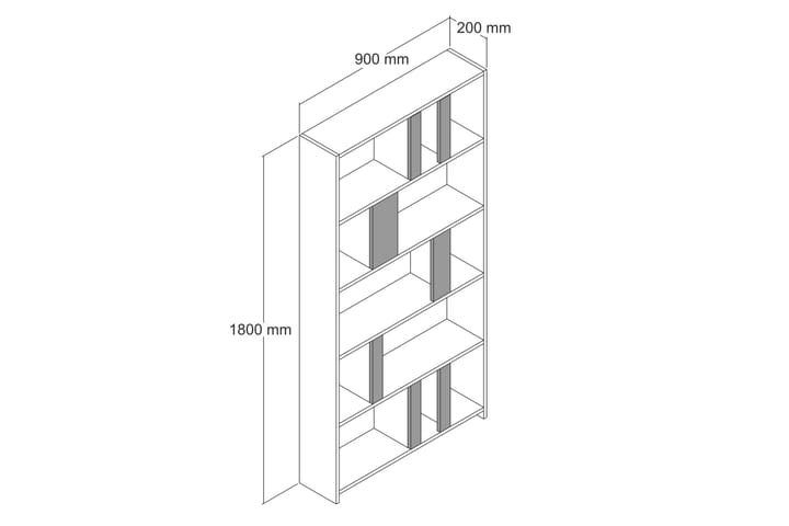 Kirjahylly Tibani 90x20 cm 5 hyllyä - Tummanruskea/Valkoinen - Säilytys - Hylly - Kirjahylly