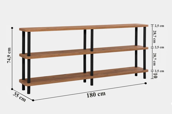 Kirjahylly Zakkum 180x74,9 cm - Musta - Säilytys - Hylly - Kirjahylly