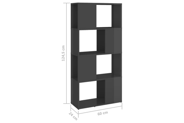 Kirjahylly/tilanjakaja korkeakiilto harmaa 60x24x124,5 cm - Harmaa - Säilytys - Hylly - Kirjahylly