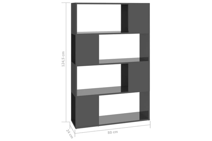 Kirjahylly/tilanjakaja korkeakiilto harmaa 80x24x124,5 cm - Harmaa - Säilytys - Hylly - Kirjahylly