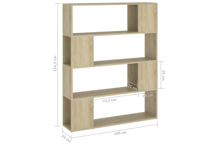 Kirjahylly/tilanjakaja Sonoma-tammi 100x24x124 cm - Säilytys - Hylly - Kirjahylly