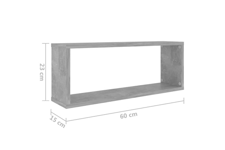 Kuutioseinähyllyt 6 kpl betoninharmaa 60x15x23 cm lastulevy - Harmaa - Säilytys - Hylly - Seinähylly