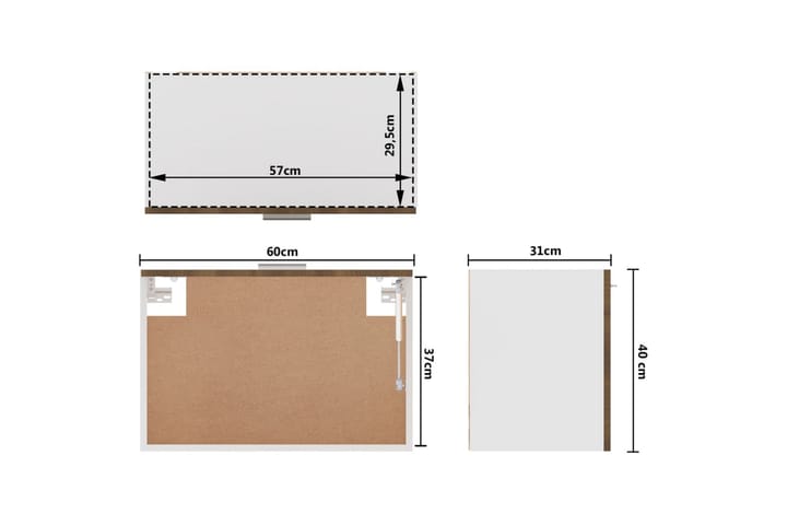 Riippuva kaappi ruskea tammi 60x31x40 cm tekninen puu - Ruskea - Säilytys - Hylly - Seinähylly