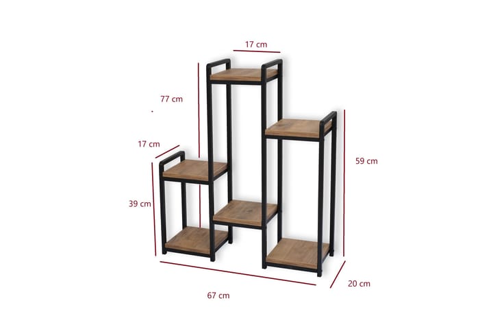 Pienk Hyllystö 20x67 cm - Ruskea/Musta - Säilytys - Hylly - Säilytyshylly - Varastohylly