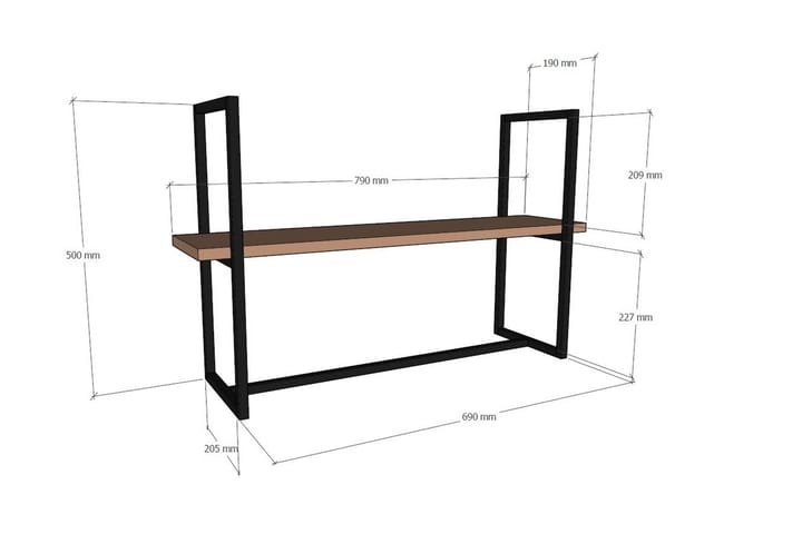 Seinähylly Ables 69x19 cm 2 hyllyä - Ruskea - Säilytys - Hylly - Seinähylly