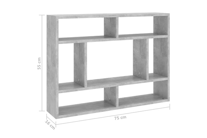 Seinähylly betoninharmaa 75x16x55 cm lastulevy - Säilytys - Hylly - Seinähylly