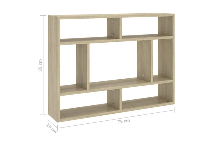 Seinähylly Sonoma-tammi 75x16x55 cm lastulevy - Säilytys - Hylly - Seinähylly